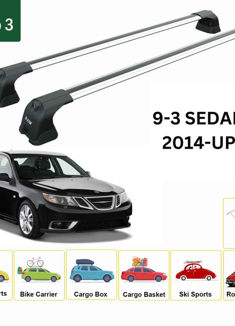Saab 9-3 Sedan 1999-2003 Portbagaj Taşıyıcı Ara Atkı Aparatı Paw Pro 3 Gri