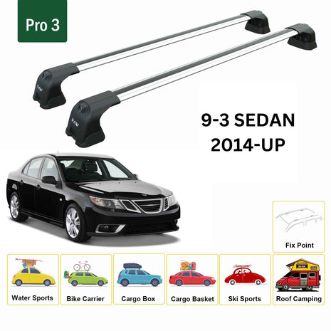 Saab 9-3 Sedan 1999-2003 Portbagaj Taşıyıcı Ara Atkı Aparatı Paw Pro 3 Gri