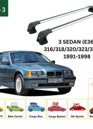 Bmw 3 Sedan E36 1991-1998 Portbagaj Taşıyıcı Ara Atkı Aparatı Paw Pro 3 Gri