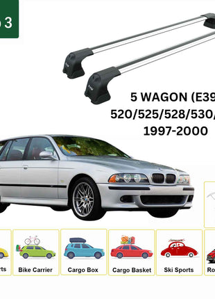 Bmw 5 Wagon (E39) 1997-2000 Portbagaj Taşıyıcı Ara Atkı Aparatı Paw Pro 3 Gri