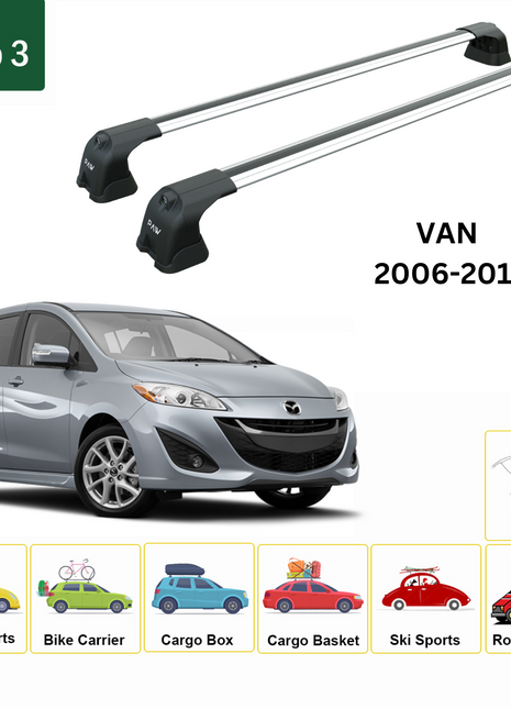 Mazda 5 Van 2006-2017 Portbagaj Taşıyıcı Ara Atkı Aparatı Paw Pro 3 Gri