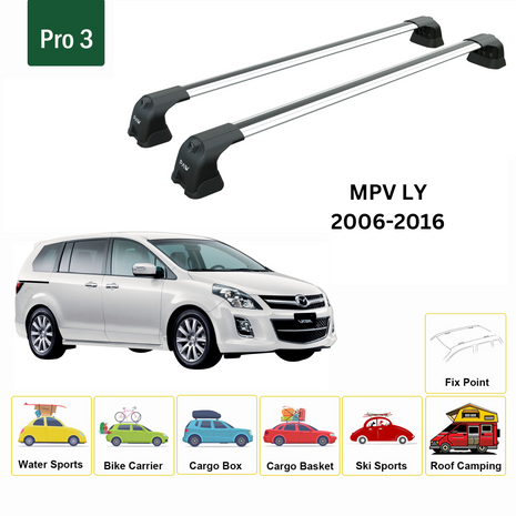 Mazda Mpv Ly 2006-2016 Portbagaj Taşıyıcı Ara Atkı Aparatı Paw Pro 3 Gri