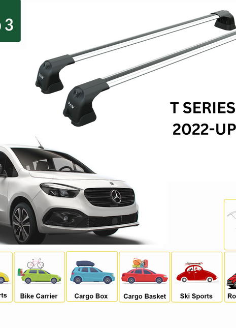 Mercedes Benz T-Series 2022-2025 Portbagaj Taşıyıcı Ara Atkı Aparatı Paw Pro 3 Gri