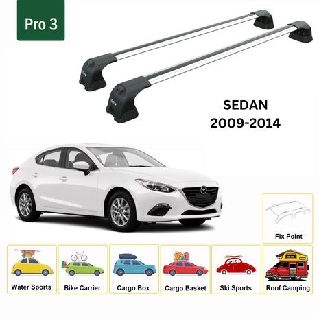 Mazda 3 Sedan 2009-2014 Portbagaj Taşıyıcı Ara Atkı Aparatı Paw Pro 3 Gri