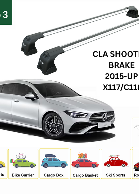 Mercedes Cla Sb 2013-2019 Portbagaj Taşıyıcı Ara Atkı Aparatı Paw Pro 3 Gri