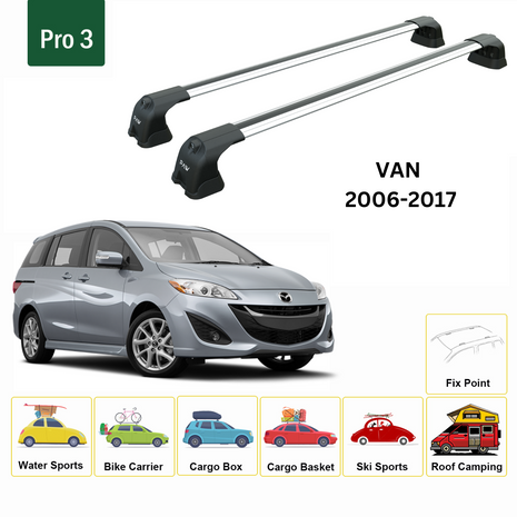 Mazda 5 Van 2006-2017 Portbagaj Taşıyıcı Ara Atkı Aparatı Paw Pro 3 Gri
