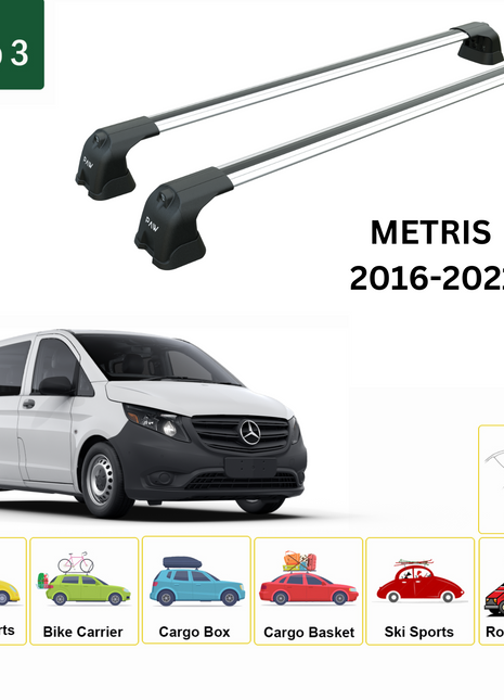 Mercedes Benz Metris 2016-2021 Portbagaj Taşıyıcı Ara Atkı Aparatı Paw Pro 3 Gri