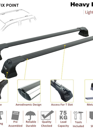 Chevrolet N300 2012-2020 Roof Rack Cross Bars Metal Bracket Fix Point 3 Qty. Alu Siyah