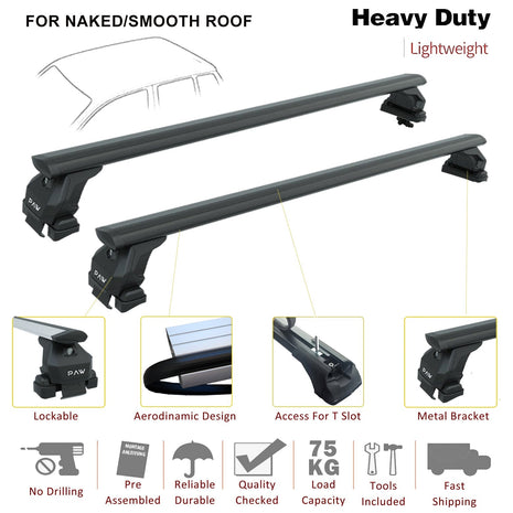 For Toyota Auris 2007-2013 Roof Rack Cross Bars Normal Roof Alu Black