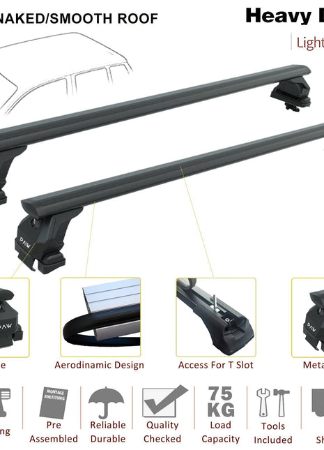 Toyota Auris 2013-2019 Oluksuz Üst Tavan Portbagaj Taşıyıcı Ara Atkısı Toros Serisi Pro 4 Siyah (Glass Roof)