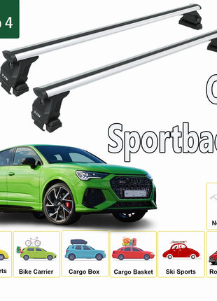 Audi Q3 Sportback 2019-2025 Oluksuz Üst Tavan Portbagaj Taşıyıcı Ara Atkısı Toros Serisi Pro 4 Gri