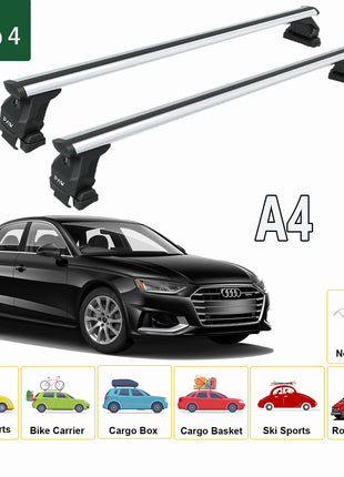 Audi A4 B9 2017-2025 Oluksuz Üst Tavan Portbagaj Taşıyıcı Ara Atkısı Toros Serisi Pro 4 Gri
