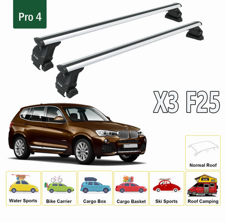 Bmw X3 F25 2010-2017 Oluksuz Üst Tavan Portbagaj Taşıyıcı Ara Atkısı Toros Serisi Pro 4 Siyah
