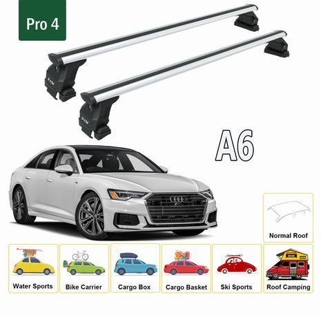 Audi A6 C8 Sedan 2018-2025 Oluksuz Üst Tavan Portbagaj Taşıyıcı Ara Atkısı Toros Serisi Pro 4 Gri