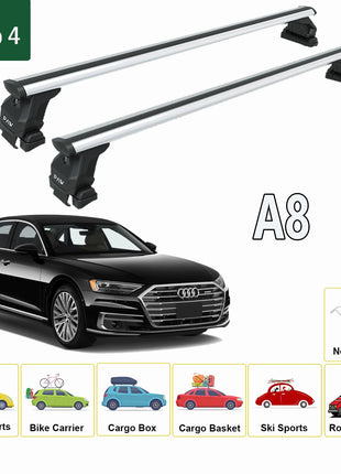 Audi A8 B5 2019-2025 Oluksuz Üst Tavan Portbagaj Taşıyıcı Ara Atkısı Toros Serisi Pro 4 Siyah