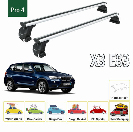 Bmw X3 E83 2003-2010 Oluksuz Üst Tavan Portbagaj Taşıyıcı Ara Atkısı Toros Serisi Pro 4 Gri