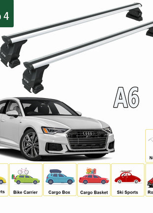 Audi A6 C8 Sedan 2018-2025 Oluksuz Üst Tavan Portbagaj Taşıyıcı Ara Atkısı Toros Serisi Pro 4 Siyah