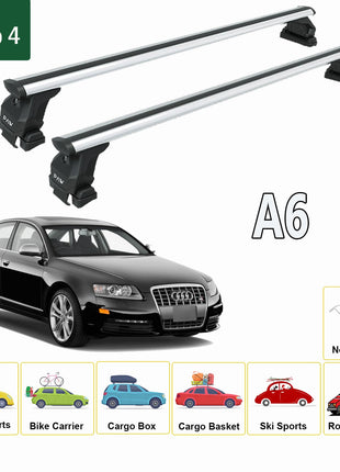Audi A6 C6 Sedan 2005-2011 Oluksuz Üst Tavan Portbagaj Taşıyıcı Ara Atkısı Toros Serisi Pro 4 Siyah