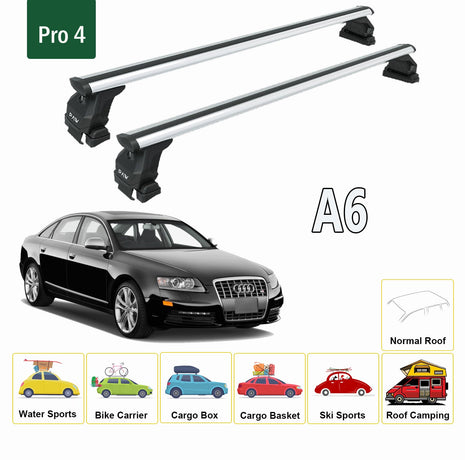 Audi A6 C6 Sedan 2005-2011 Oluksuz Üst Tavan Portbagaj Taşıyıcı Ara Atkısı Toros Serisi Pro 4 Siyah