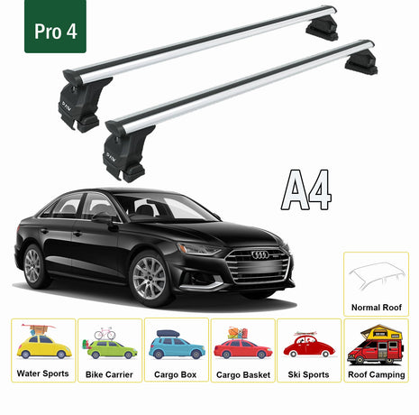 Audi A4 B9 2017-2025 Oluksuz Üst Tavan Portbagaj Taşıyıcı Ara Atkısı Toros Serisi Pro 4 Siyah