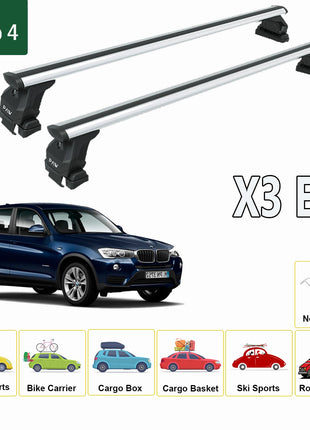 Bmw X3 E83 2003-2010 Oluksuz Üst Tavan Portbagaj Taşıyıcı Ara Atkısı Toros Serisi Pro 4 Gri