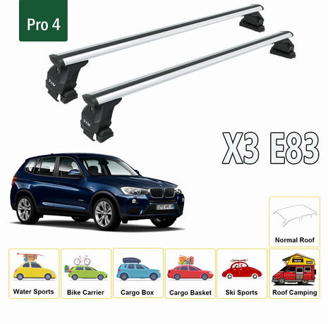 Bmw X3 E83 2003-2010 Oluksuz Üst Tavan Portbagaj Taşıyıcı Ara Atkısı Toros Serisi Pro 4 Gri