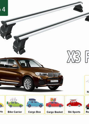 Bmw X3 F25 2010-2017 Oluksuz Üst Tavan Portbagaj Taşıyıcı Ara Atkısı Toros Serisi Pro 4 Siyah