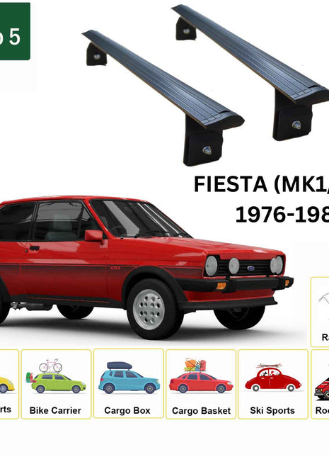 Ford Fiesta (Mk1/Mk2) 1976-1989 Yagmur Oluklu Üst Tavan Taşıyıcı Ara Atkısı Paw Siyah