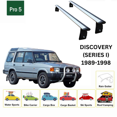 Land Rover Discovery (Series 1) 1989-1998 Roof Rack Cross Bars Rain Gutter Gri