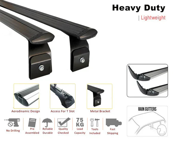 Land Rover Discovery (Series 1) 1989-1998 Roof Rack Cross Bars Rain Gutter Gri