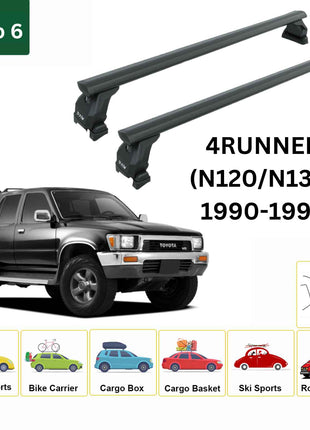 Toyota 4Runner (N120/30) 1990-1995 Tavan Taşıyıcı Ara Barlar – Vidalı Montaj, Toros Fix Pro, Siyah