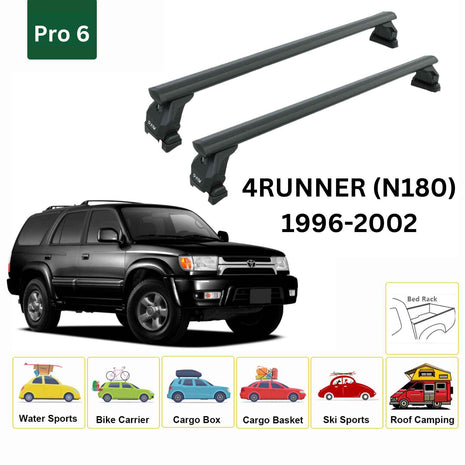 Toyota 4Runner (N180) 1996-2002 Tavan Taşıyıcı Ara Barlar – Vidalı Montaj, Toros Fix Pro, Siyah