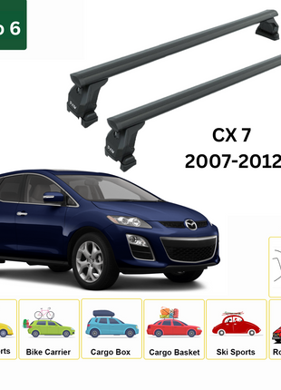Mazda CX 7 2007-2012 Tavan Taşıyıcı Ara Barlar – Vidalı Montaj, Toros Fix Pro, Pro 6 Siyah
