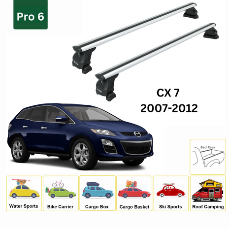 Mazda CX 7 2007-2012 Tavan Taşıyıcı Ara Barlar – Vidalı Montaj, Toros Fix Pro, Pro 6 Gri