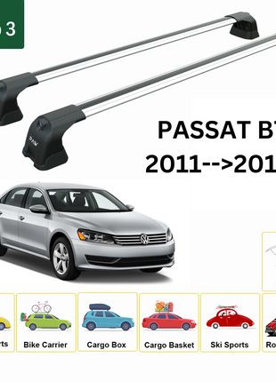 Volkswagen Passat Sedan B7 2011-2015 Oluksuz Üst Tavan Portbagaj Taşıyıcı Ara Atkısı Toros Serisi Pro 4 Gri