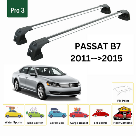 Volkswagen Passat Sedan B7 2011-2015 Oluksuz Üst Tavan Portbagaj Taşıyıcı Ara Atkısı Toros Serisi Pro 4 Gri