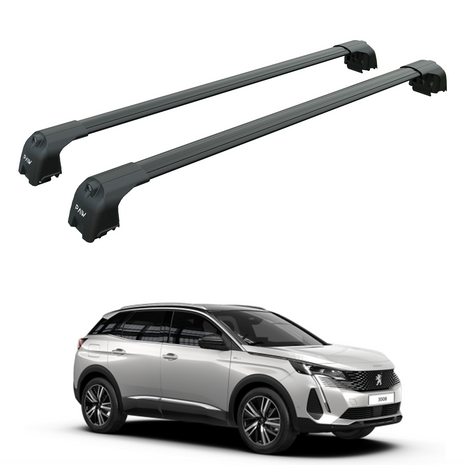 Peugeot 3008 2017-2024 Roof Rack System Carrier Cross Bars Flush Roof Siyah