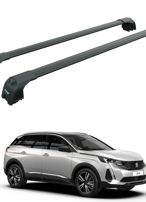 Peugeot 3008 2017-2024 Roof Rack System Carrier Cross Bars Flush Roof Siyah