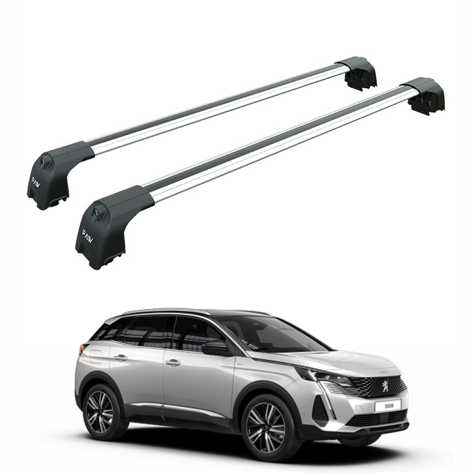Peugeot 3008 2017-2024 Roof Rack System Carrier Cross Bars Flush Roof Gri