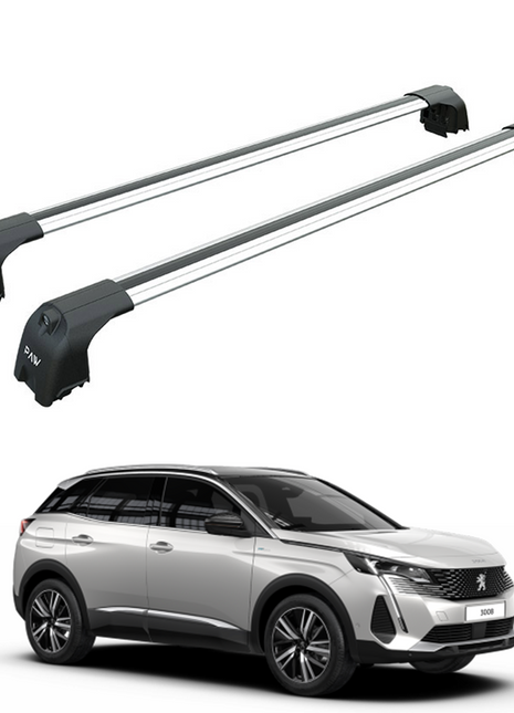Peugeot 3008 2017-2024 Roof Rack System Carrier Cross Bars Flush Roof Gri