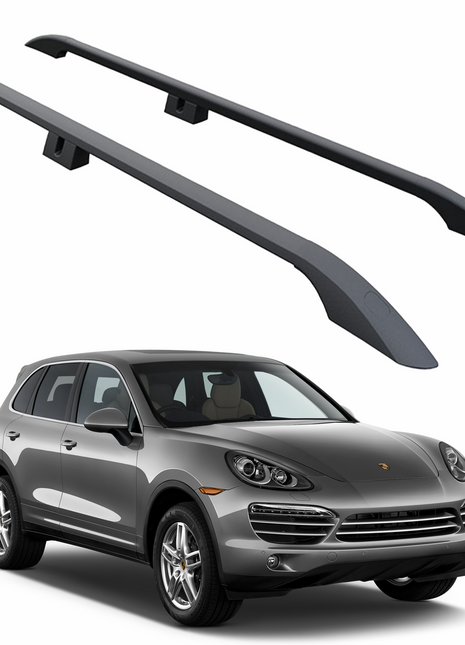 Porsche Cayenne 2003-2010 Araç Üstü Alüminyum Tavan Yan Rayları Plus Serisi - Siyah