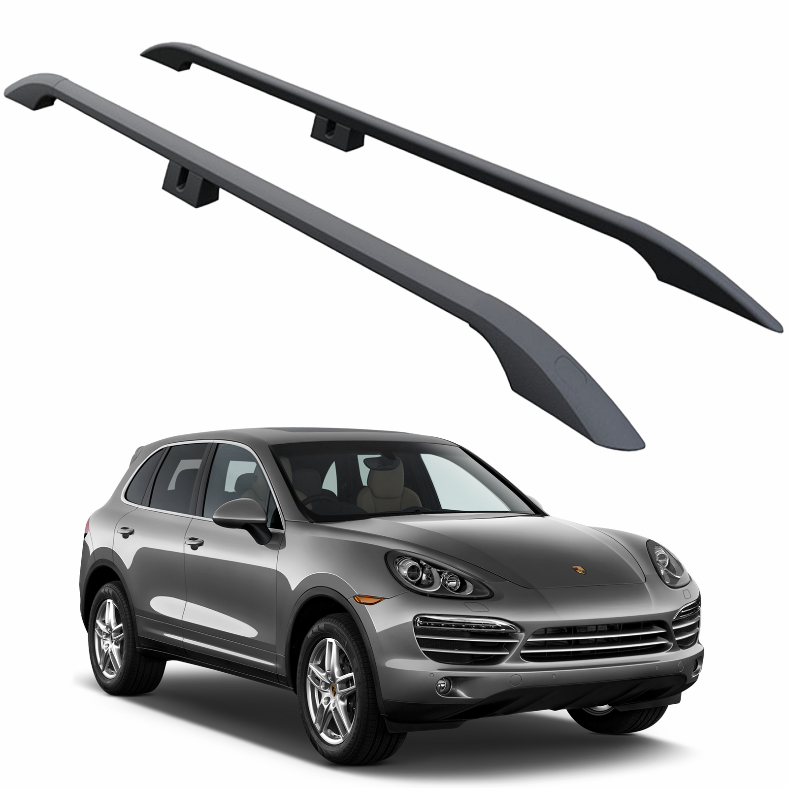 Porsche Cayenne 2003-2010 Araç Üstü Alüminyum Tavan Yan Rayları Plus Serisi - Siyah