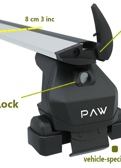 Opel Mokka 2021-2025 Oluksuz Üst Tavan Portbagaj Taşıyıcı Ara Atkısı Paw Pro 4 Gri