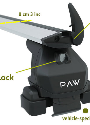 Opel Mokka 2021-2025 Oluksuz Üst Tavan Portbagaj Taşıyıcı Ara Atkısı Paw Serisi Pro 4 Siyah