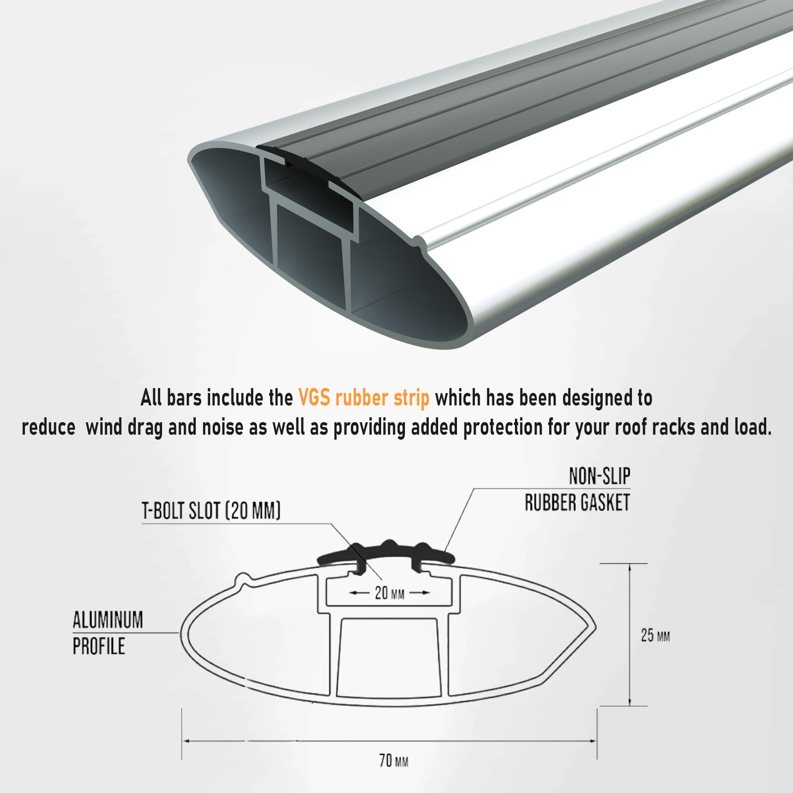 For Isuzu MU-X Roof Rack System, Aluminium Cross Bar, Flush Rail, Silver