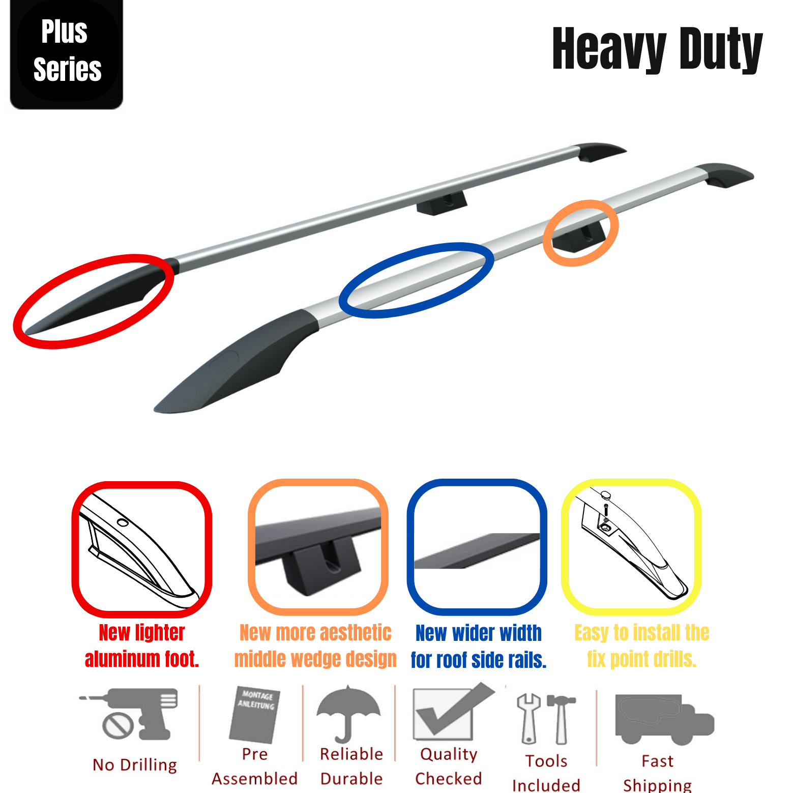 Toyota Rav 4 2013-2019 Araç Üstü Alüminyum Tavan Yan Rayları Plus Serisi - Gri