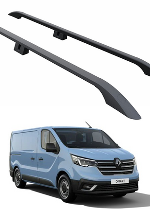 Renault Trafic X82 Uzun Şase (2014-2025) Araç Üstü Alüminyum Tavan Yan Rayları Plus Serisi - Siyah