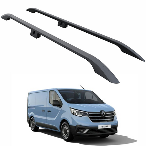 Renault Trafic X82 Uzun Şase (2014-2025) Araç Üstü Alüminyum Tavan Yan Rayları Plus Serisi - Siyah