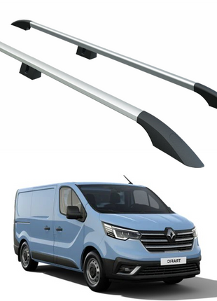 Renault Trafic X82 Kısa Şase (2014-2025) Araç Üstü Alüminyum Tavan Yan Rayları Plus Serisi - Gri