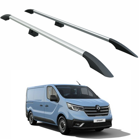Renault Trafic X82 Kısa Şase (2014-2025) Araç Üstü Alüminyum Tavan Yan Rayları Plus Serisi - Gri